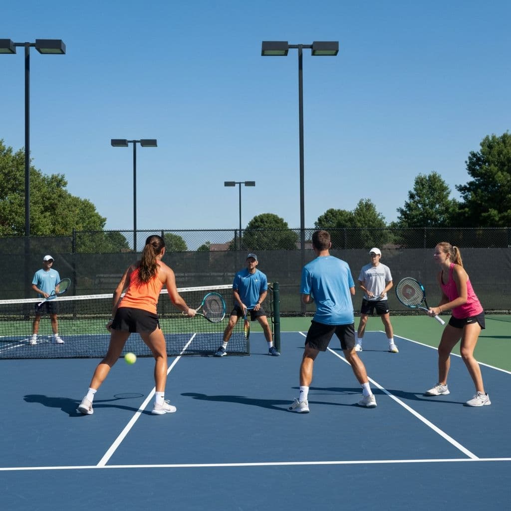 College tennis team training